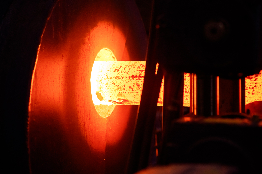 induction heating of metal at a factory